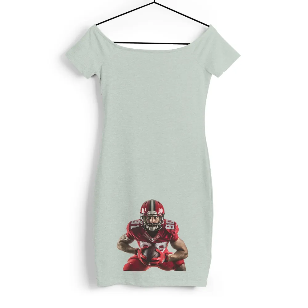 Custom T-Shirt Printing: Football Athlete in Red Jersey, Helmet, Stadium|red sox verdugo jersey