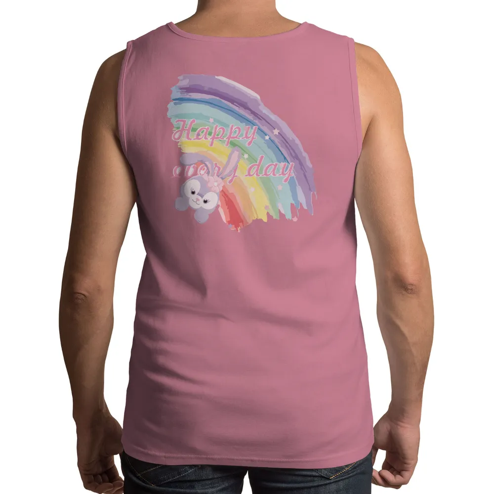 Shirts Graphic Tees Happy Every Day Bunny Rainbow|womens shirt with rainbow