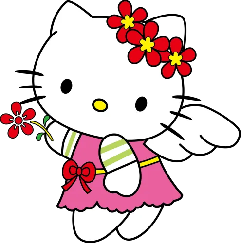 T-Shirts Design: Kitty Angel with Spring Flowers