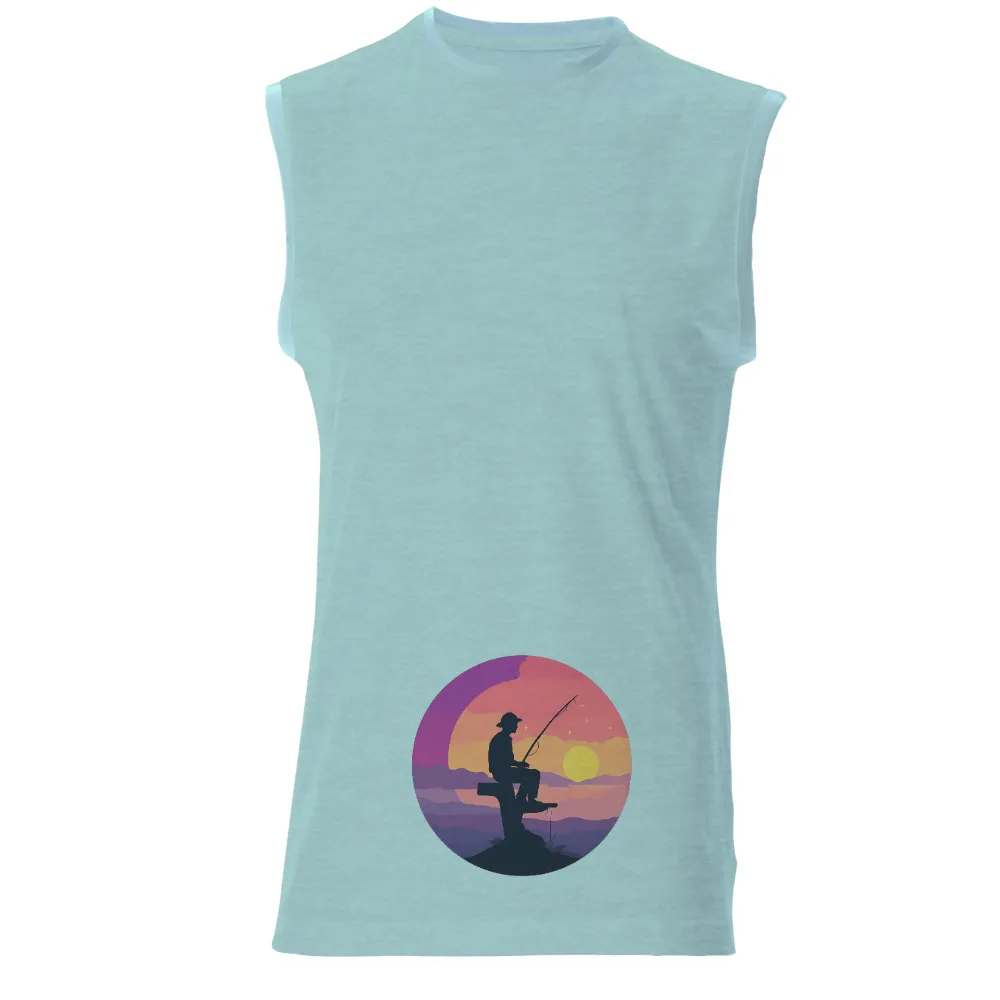 Shirts Graphic Tees: Fishing at Sunset - Tranquil Reflections|fishing shirts for fathers day