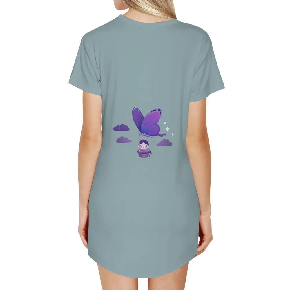 Customized Tee Shirts: Dreamy Butterfly Flight|butterfly print hanky hem tee