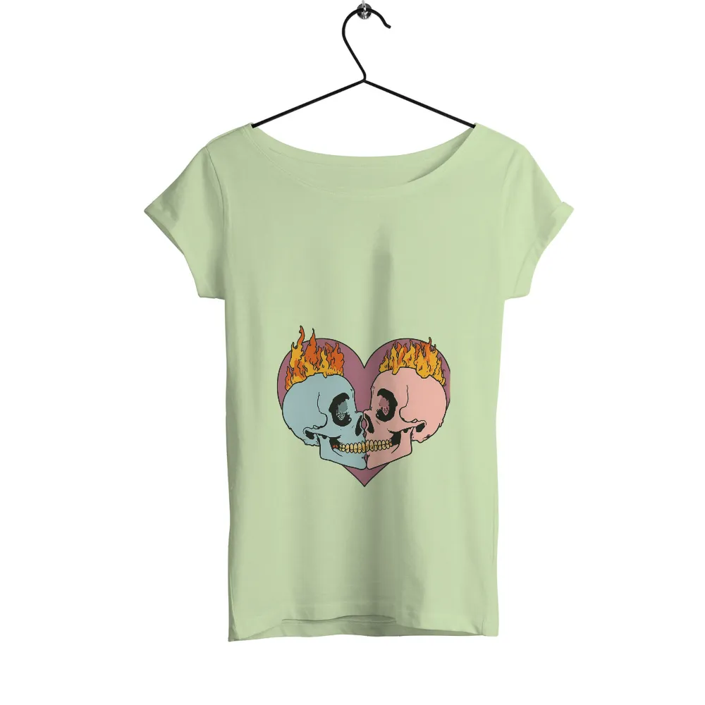 Custom T-Shirt Printing: Flaming Skulls in Love - Artistic Design|i love hot rodeo moms shirt