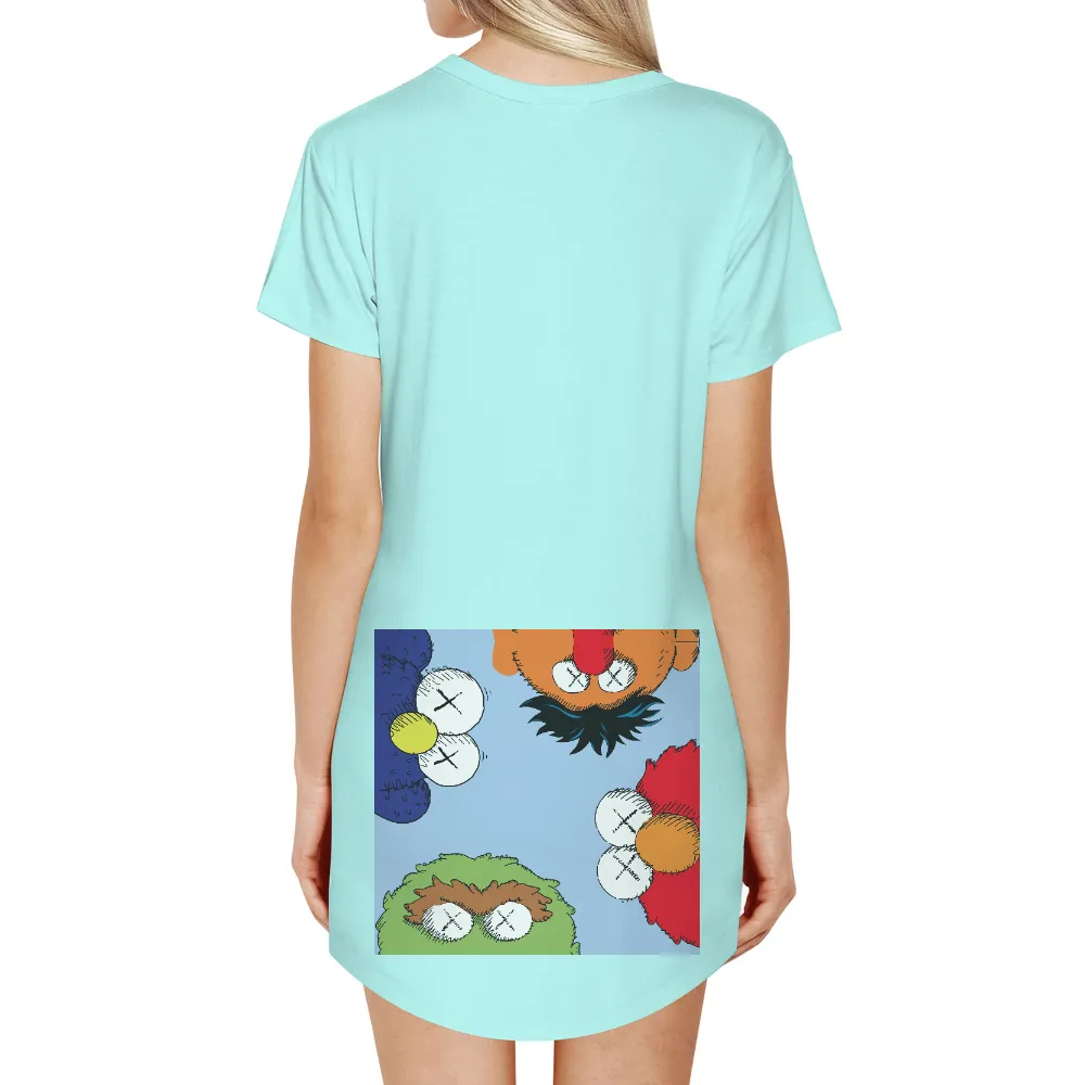 TShirt Design: Whimsical Characters in a Colorful World|cartoon characters t shirts wholesale