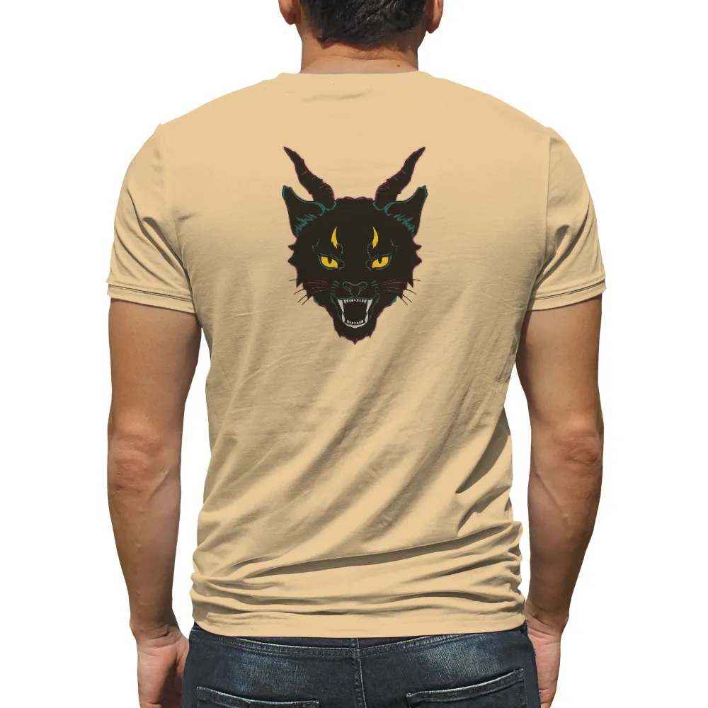 Tee Shirts Printed: Cyberpunk Cat - Glow in the Dark Design|white and neon pink shirt