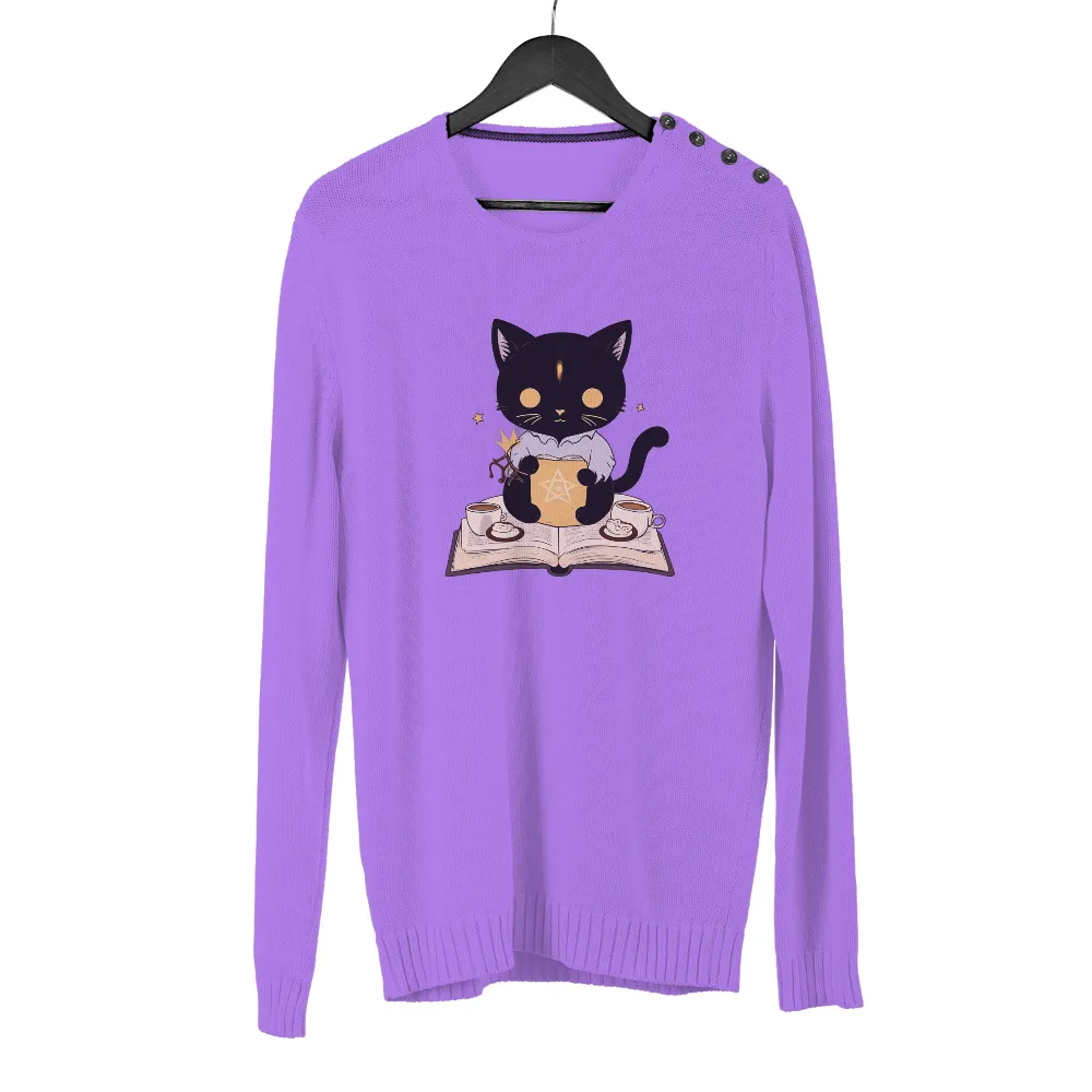 T-Shirts Custom: Enchanted Coffee Cat - Magic & Whimsy|fantasy factory beer shirt