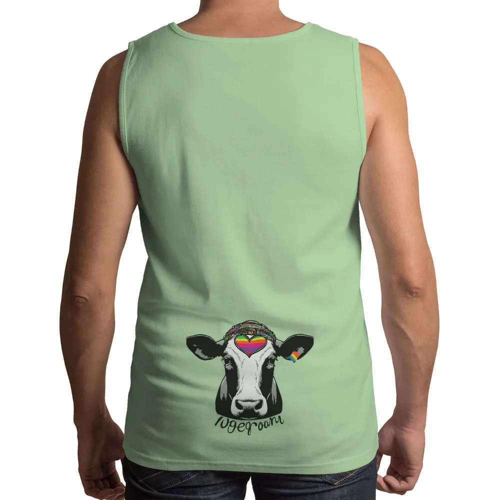 Custom T-Shirt Printing: Bessie the Cow - Love and Acceptance|rainbow t shirt nhs