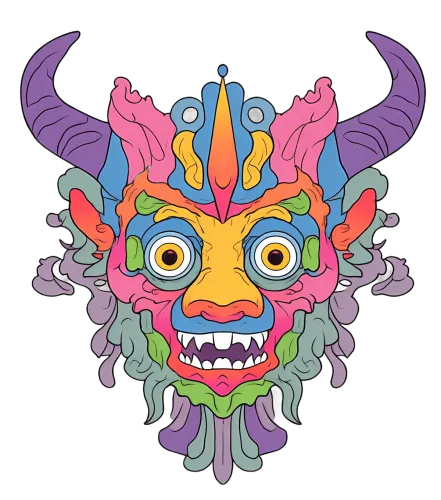 Vibrant Balinese Barong Mask Art Print