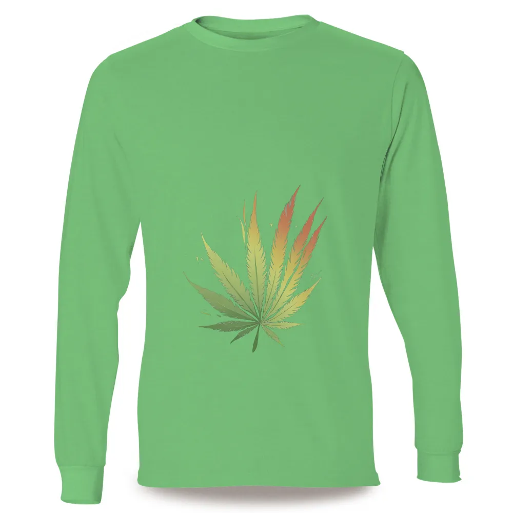 T-Shirts Design: Cannabis Leaf Gradient - Artistic Nature Transformation|make online t shirt design