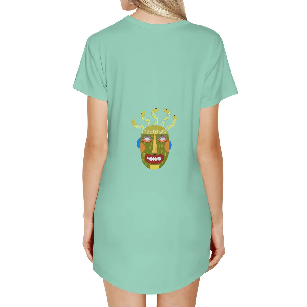 Custom Tee Shirts: Vibrant Mask Inspired by African Art| Bold colors mask