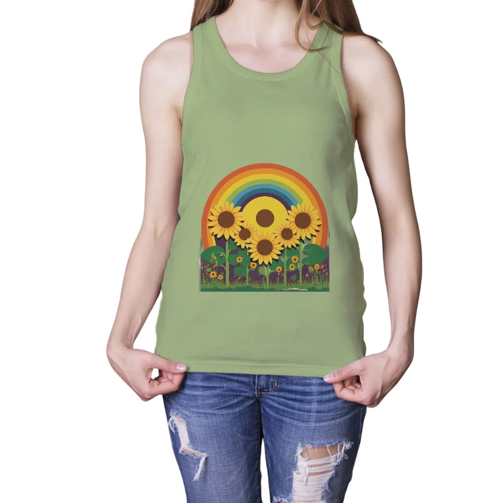 TShirt Printing: Sunflowers Under the Rainbow - Artistic Designs|all y all rainbow shirt