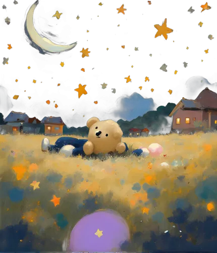 Custom Starry Night Teddy Bear Art: A Serene and Whimsical Design