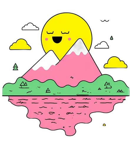 T-Shirts Custom: Smiling Sun and Mountain - Nature's Harmony