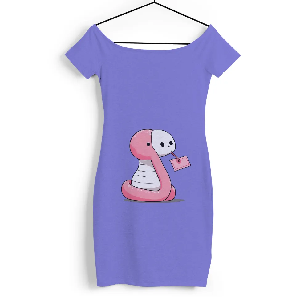 T-Shirts Design: Whisp the Curious Snake with Blank Card|pink butterfly tee