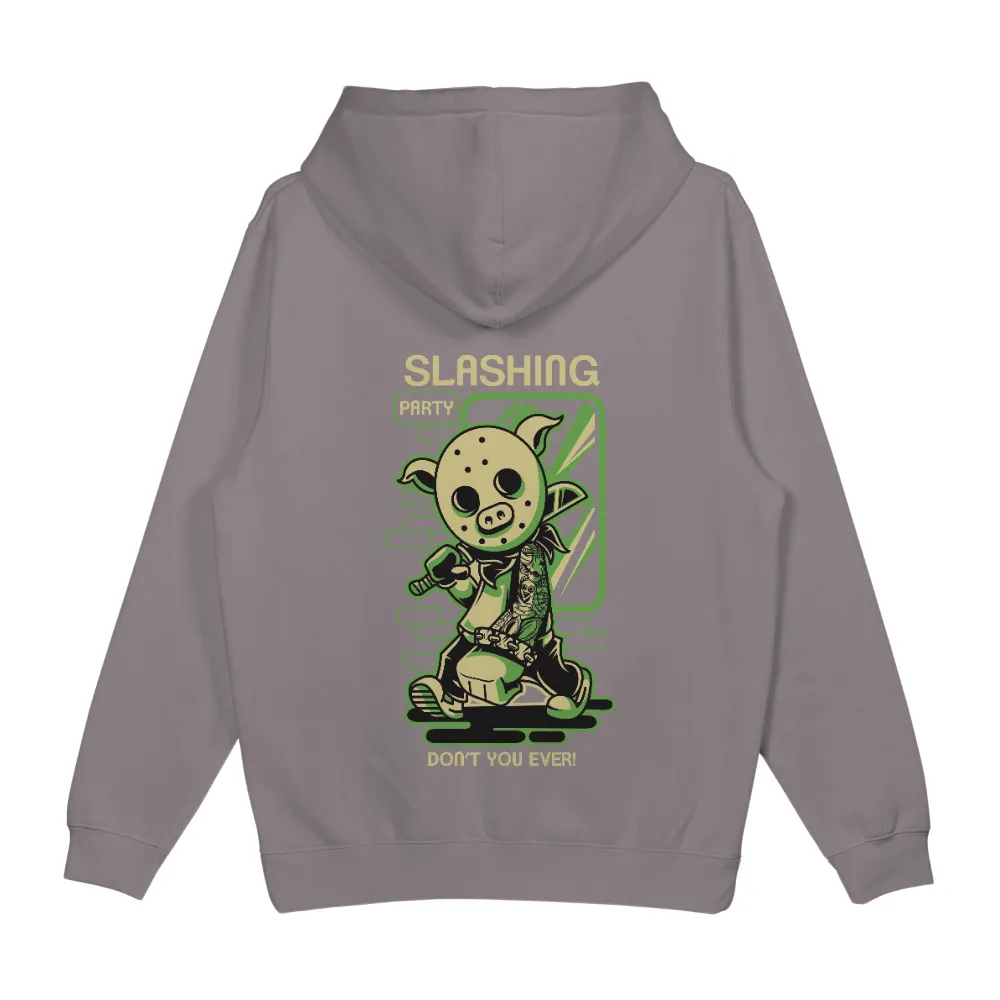 T-Shirts Design: Cute Horror Pig with Hockey Mask and Microphone|hot topic halloween horror nights shirt