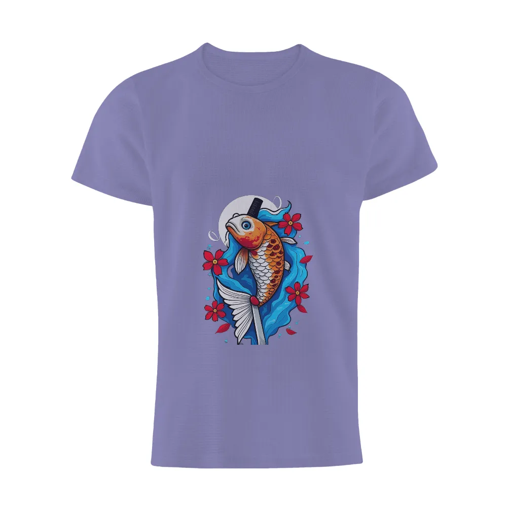 Custom Tee Shirts: Koi Fish & Katana Art | Japanese Culture Inspired Design| Intense blue eye