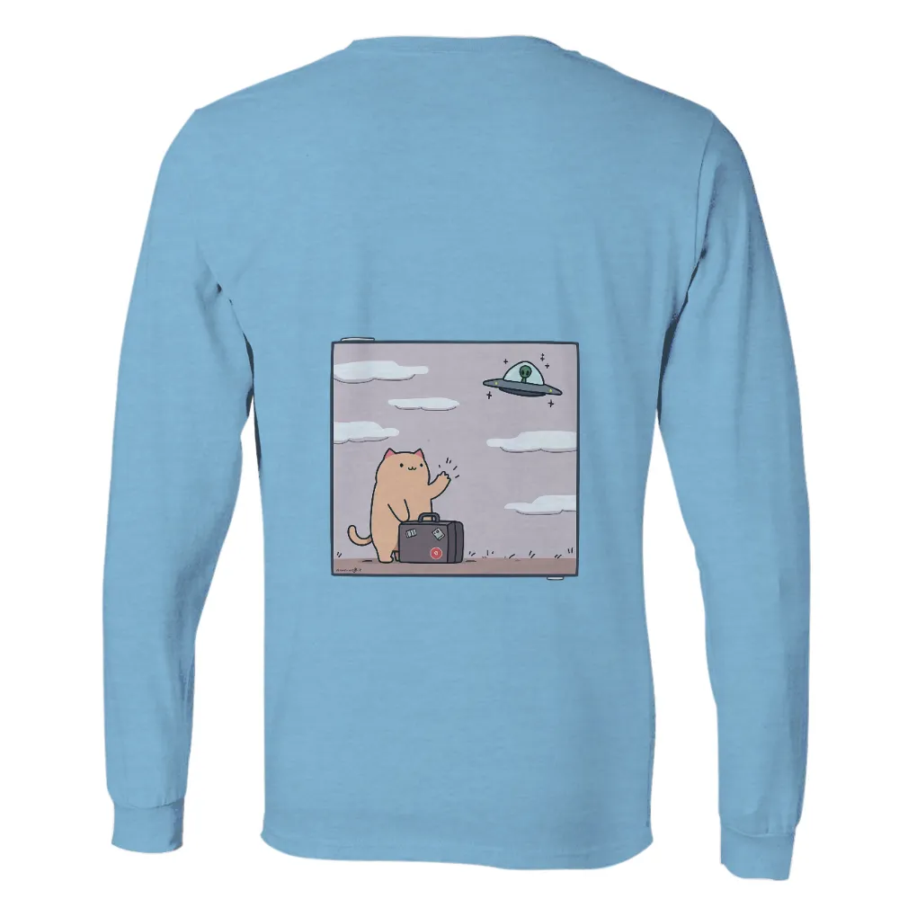 Shirts Graphic Tees: Whiskers' Intergalactic Adventure| Pastel sky with fluffy clouds