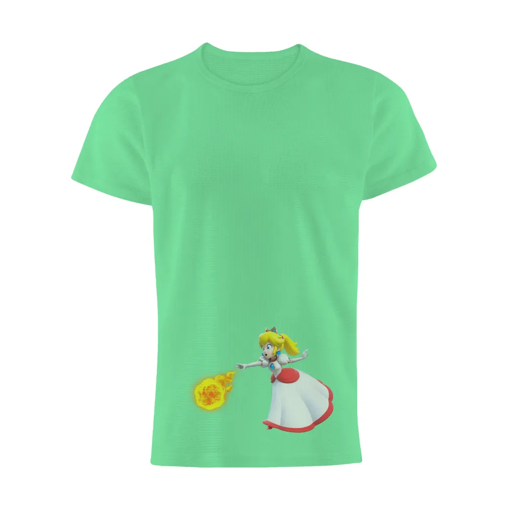 Custom T-Shirt Printing: Princess Peach Fireball Attack|patent pending mario shirt