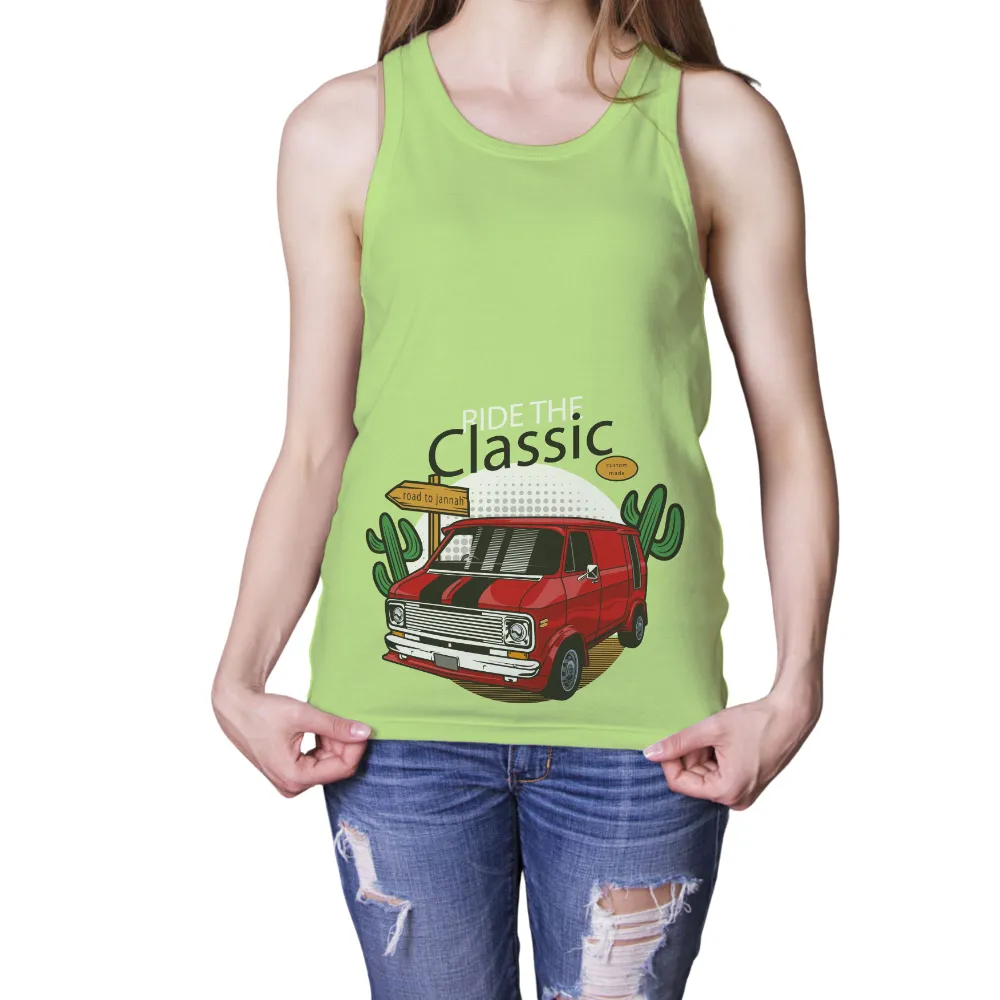 Graphic Tees: Ride the Classic Red Van - Vintage & Retro Design|future nostalgia tee