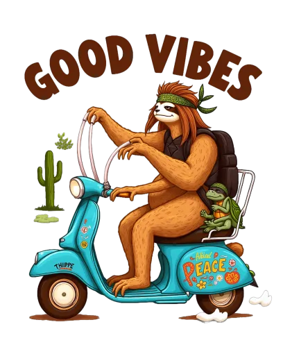 T-Shirts Design: Good Vibes Sloth Adventure