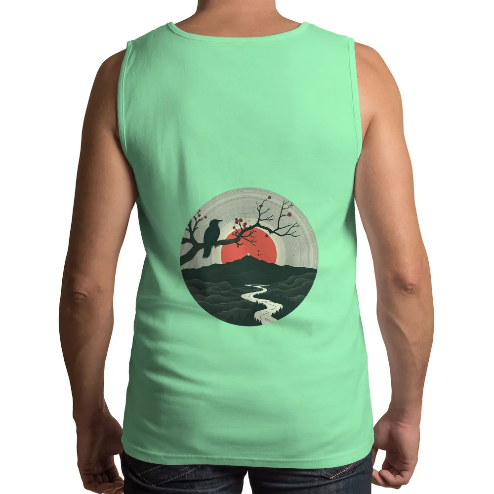 TShirt Design: Crow Perched on a Branch at Sunset|ghost river brewery t shirt