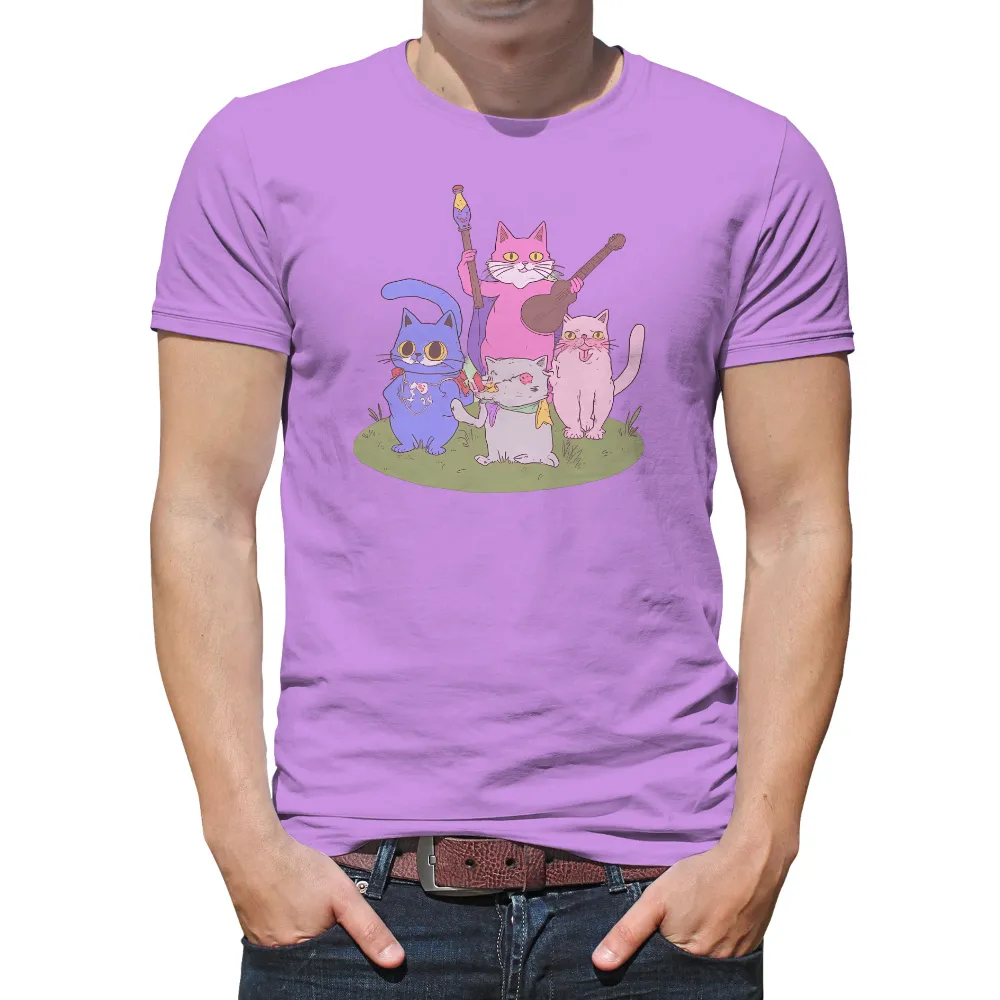 Whimsical Cats: A Symphony of Friendship and Magic - T-Shirts Design|sunlight magic print shirt