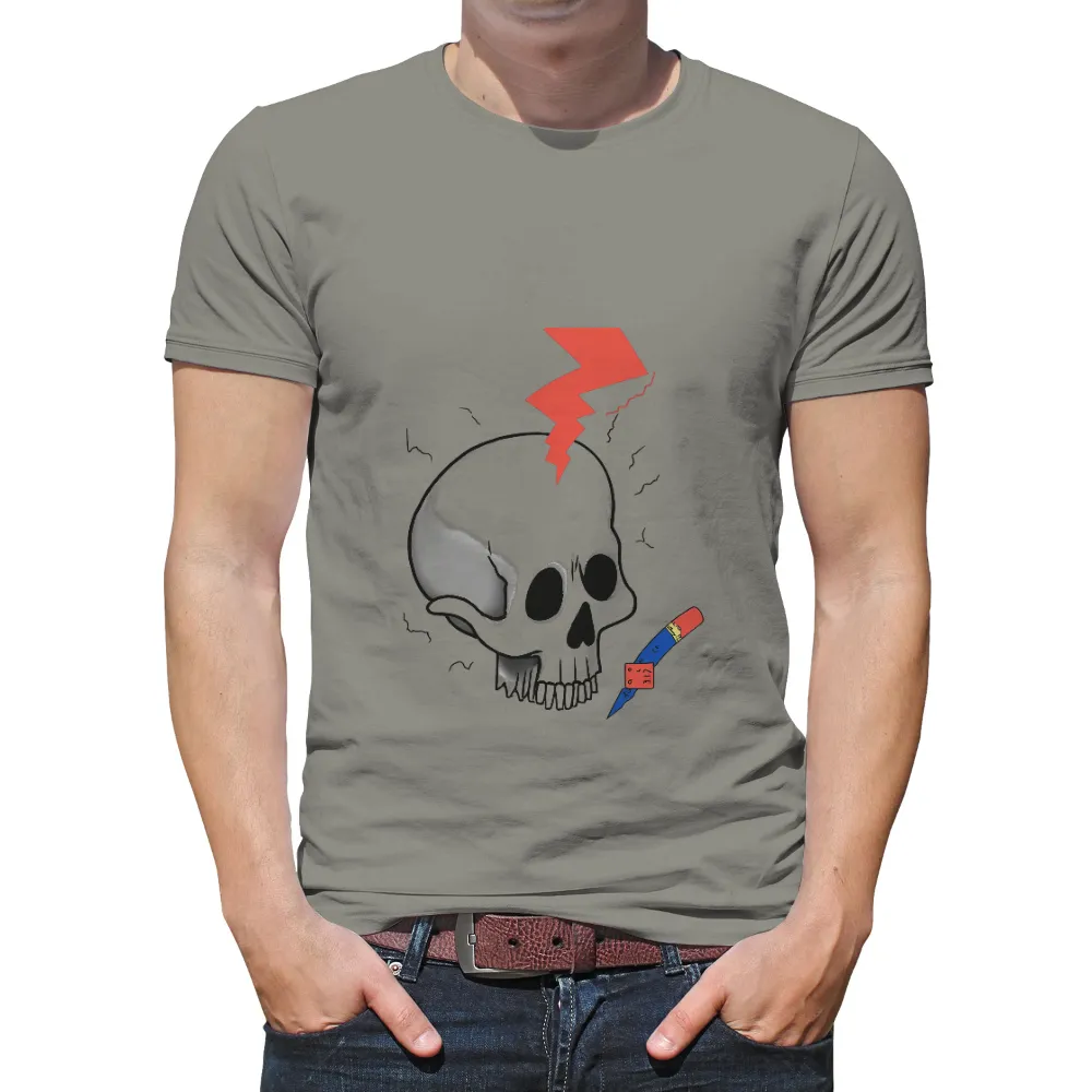 Shirts Graphic Tees: Skull Lightning Pencil - Artistic Rebellion|tampa bay lightning capfriendly