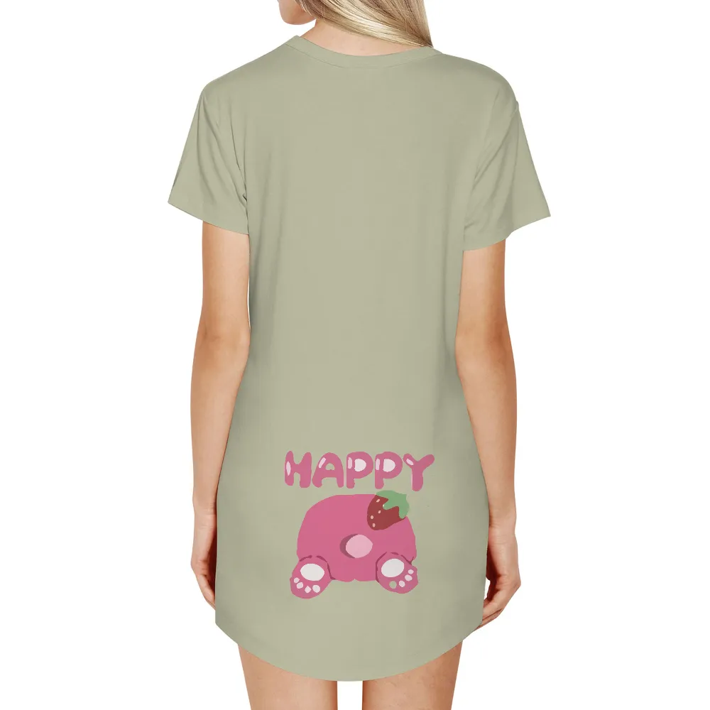 Tee Shirt Printing: Whimsical Pink Blob with Strawberry - Spread Joy|pinterest roblox t shirt pink