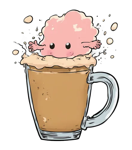 T-Shirts Pattern: Adorable Mocha Creature Enjoying Latte