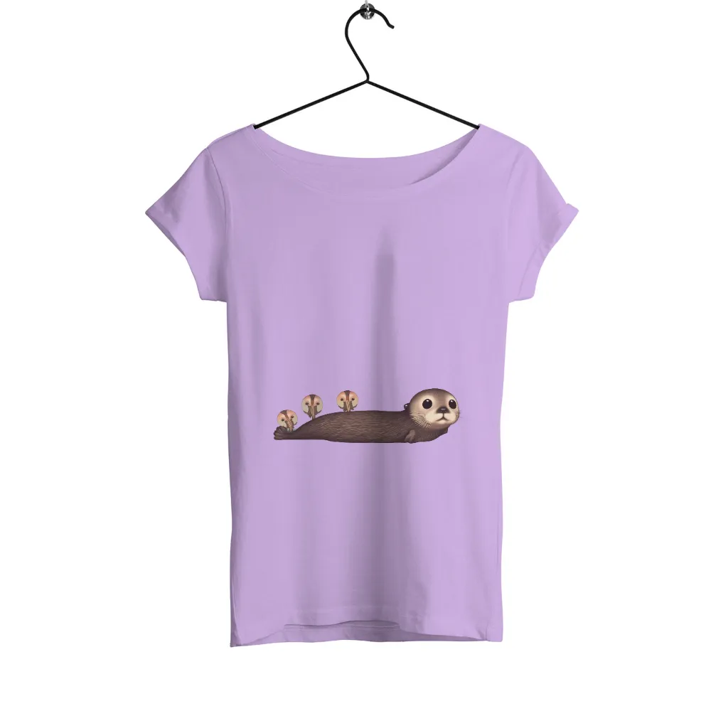 Custom Tee Shirts: Whimsical Sea Otter with Porgs - Adorable and Playful Design|otter brewery t shirt