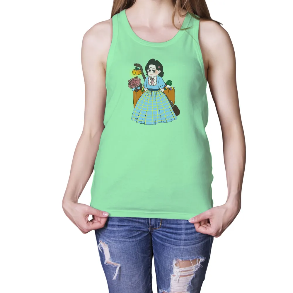 T-Shirts Custom: Vintage Girl with Candy and Pumpkin|retro fourth of july shirts