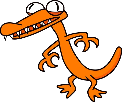 Tee Shirts Printed: Zippy the Orange Lizard - Whimsical Adventure