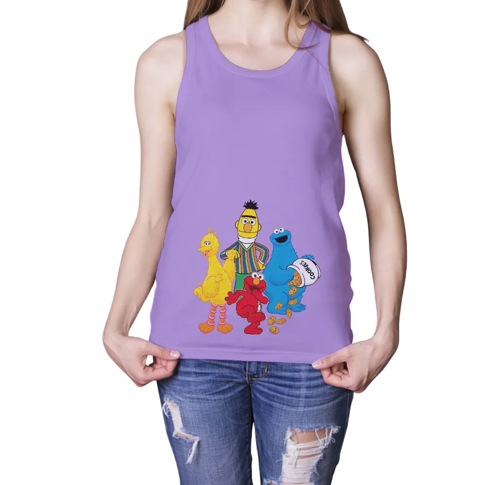 Sesame Street Characters T-Shirts Design: Spread Joy with Big Bird, Bert, Elmo, and Cookie Monster|men's art cotton colorful printed loose casual shirts