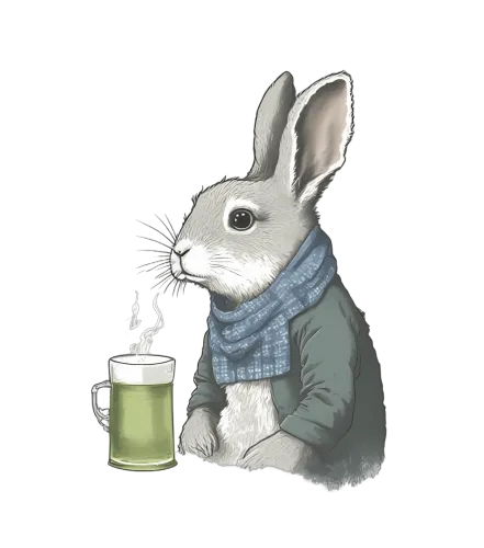 Custom T-Shirt Printing: Cozy Rabbit with Steaming Tea Cup