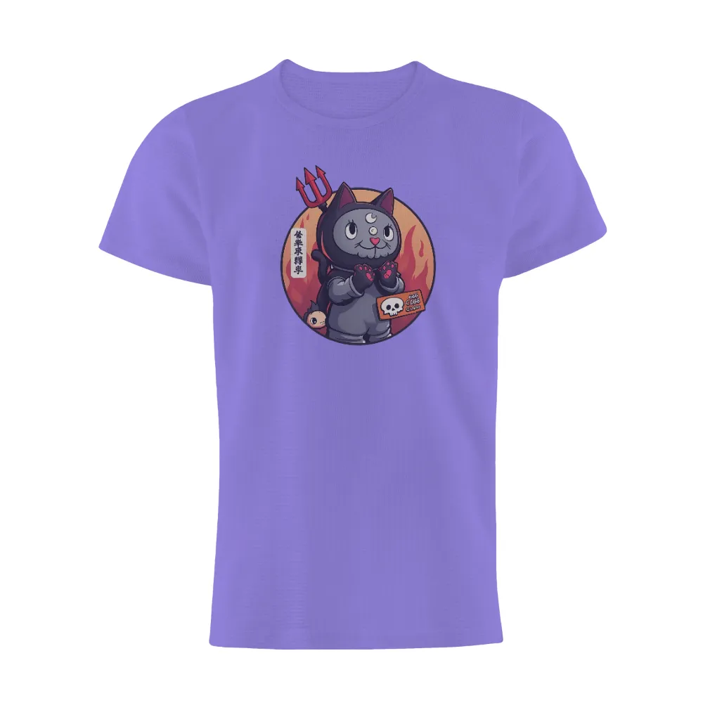 Custom Tee Shirts: Luna, Guardian of the 666 Club| Flames surrounding a black cat