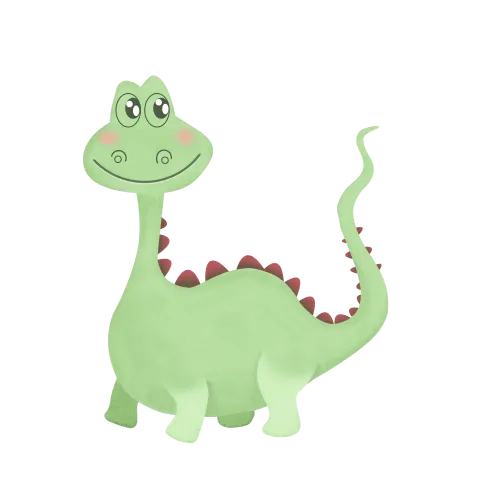 T-Shirts Design: Charming Little Green Dinosaur - Whimsical and Joyful