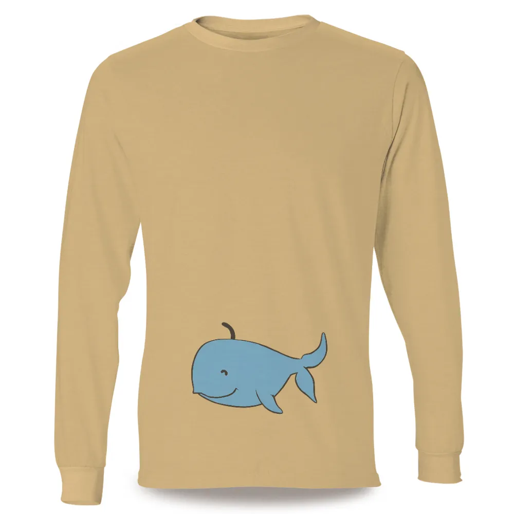 Custom T-Shirt Printing: Embrace the Ocean's Serenity with a Friendly Blue Whale|serene ocean