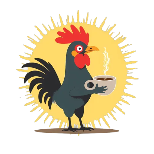 Shirts Graphic Tees: Chuck the Rooster Serves Up Morning Energy