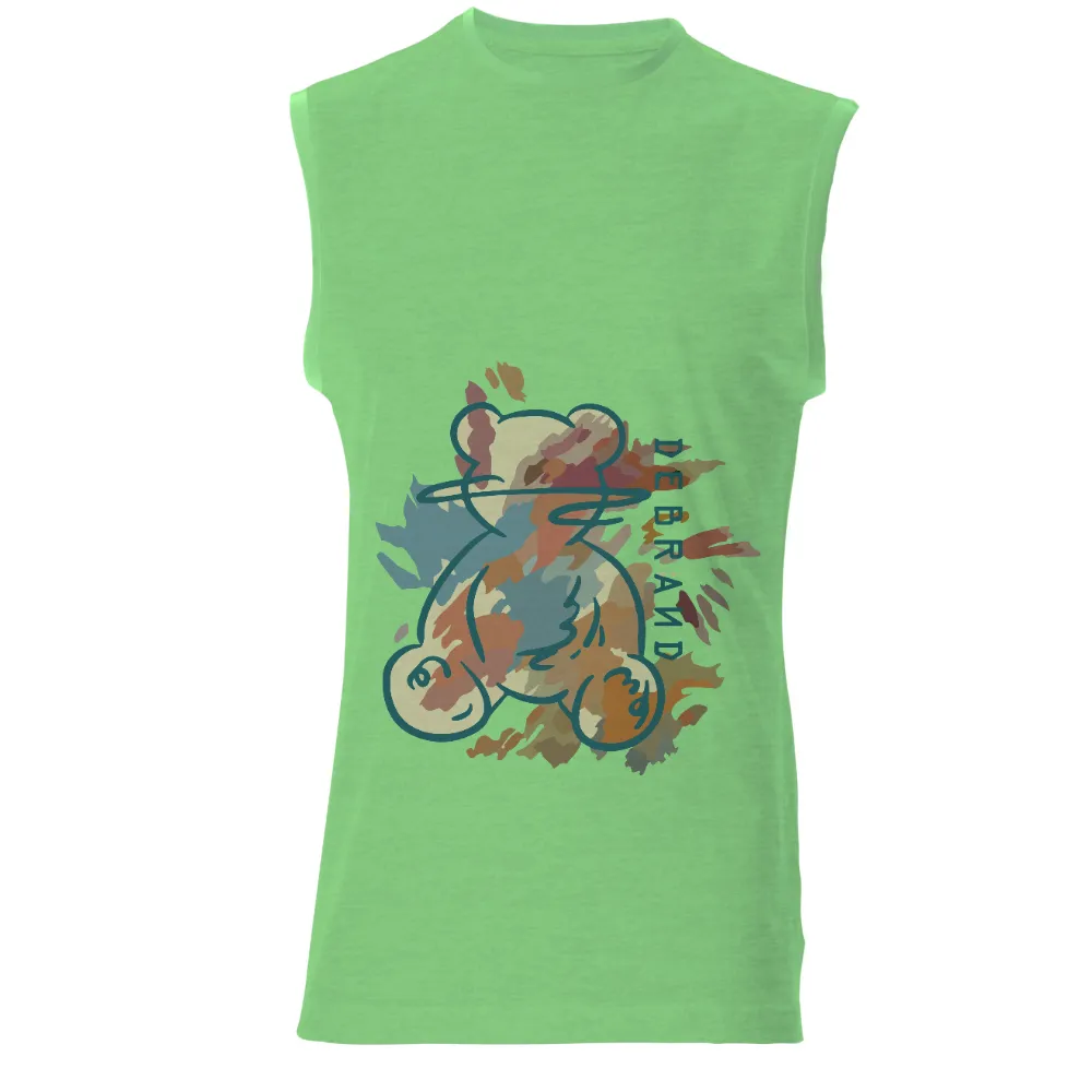 T-Shirts Custom: Whimsical Autumn Bear - Vintage & Retro Design|autumn falls white shirt