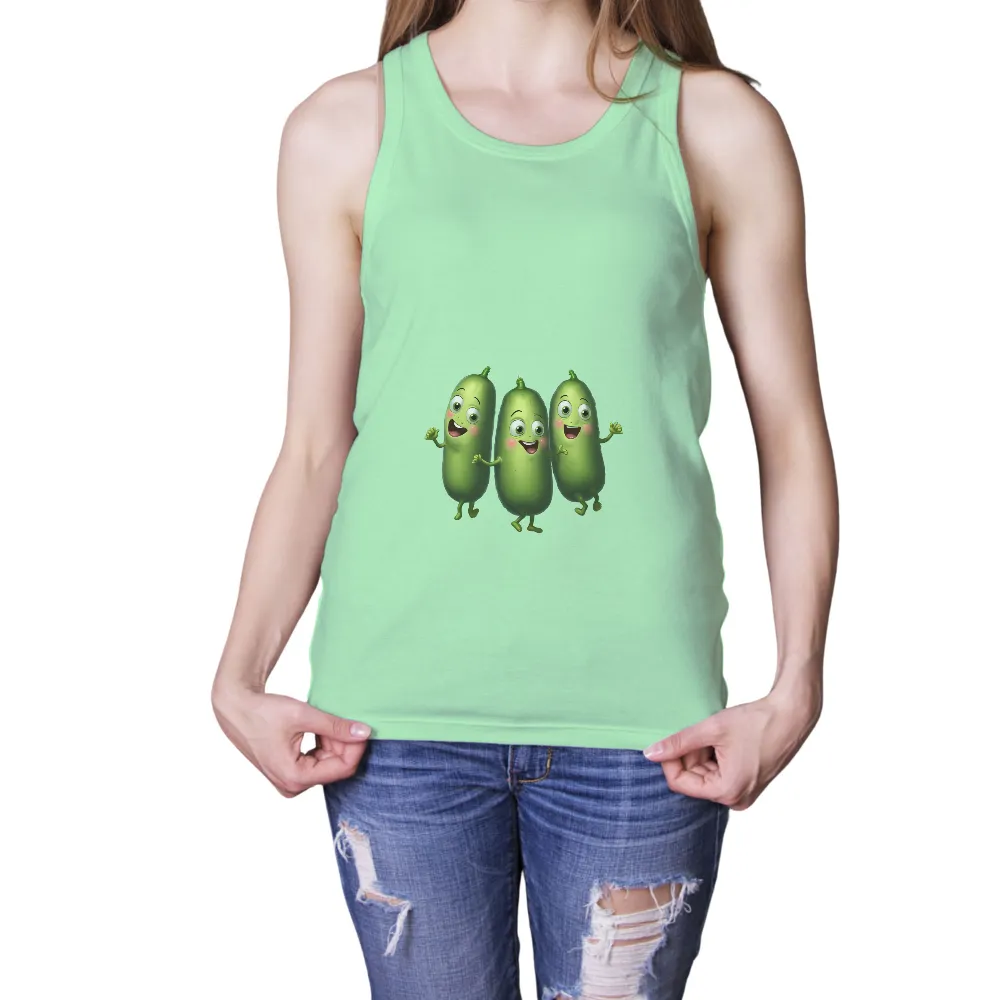 T-Shirts Pattern: Animated Cucumbers - Funny & Nostalgic Design