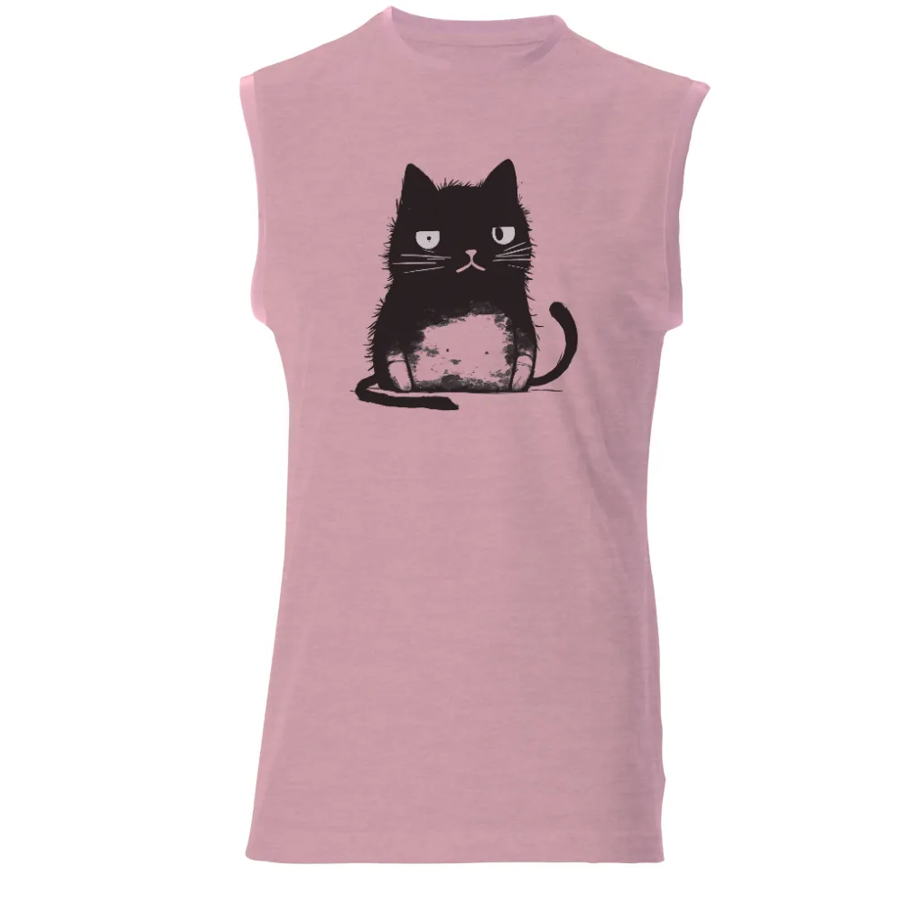 T-Shirts Design: Black Cat with Glowing Eyes - Artistic Celestial Design|black and white wonder woman shirt