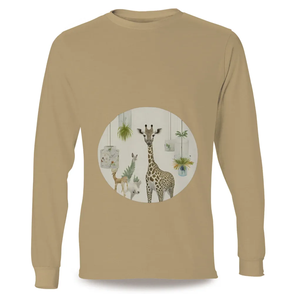 Tee Shirts Printed: Nature Meets Modern - Giraffe & Deer Design|pothead shirt plants