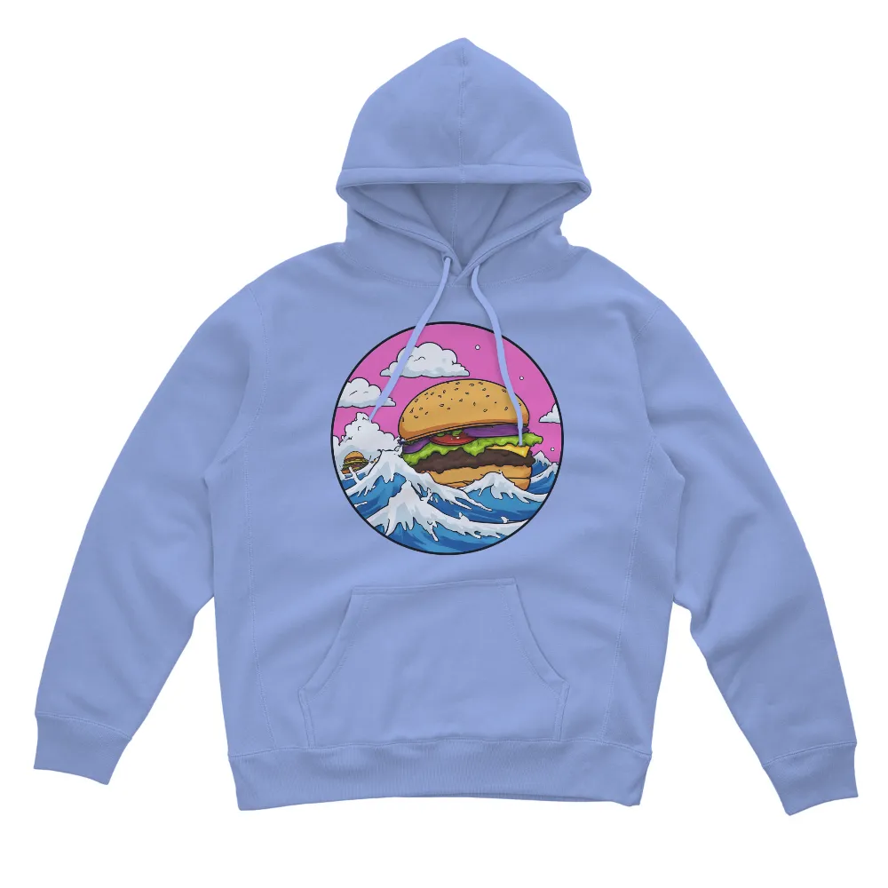 Shirts Graphic Tees: Burger Waves - Funny & Whimsical Food Art|final fantasy t shirts official