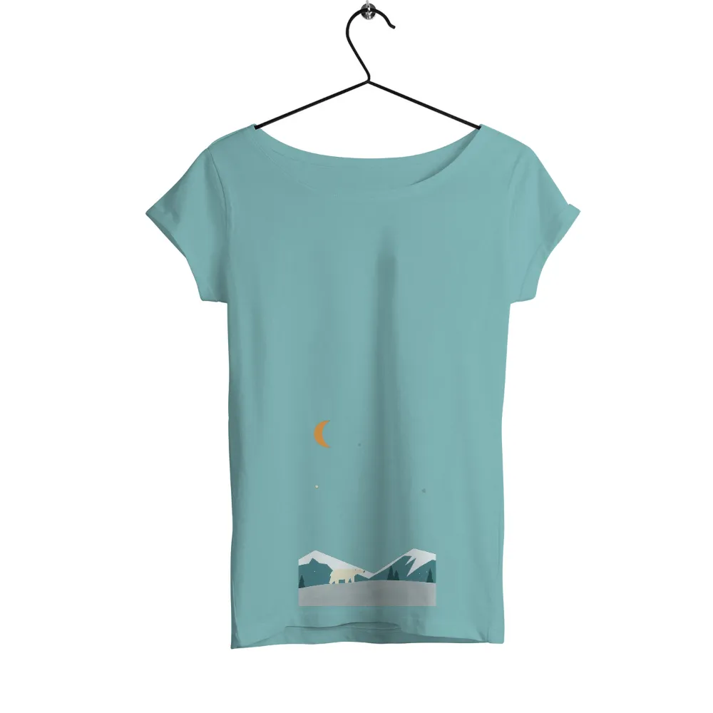 T-Shirts Design: Polar Bear Under the Crescent Moon| crescent moon