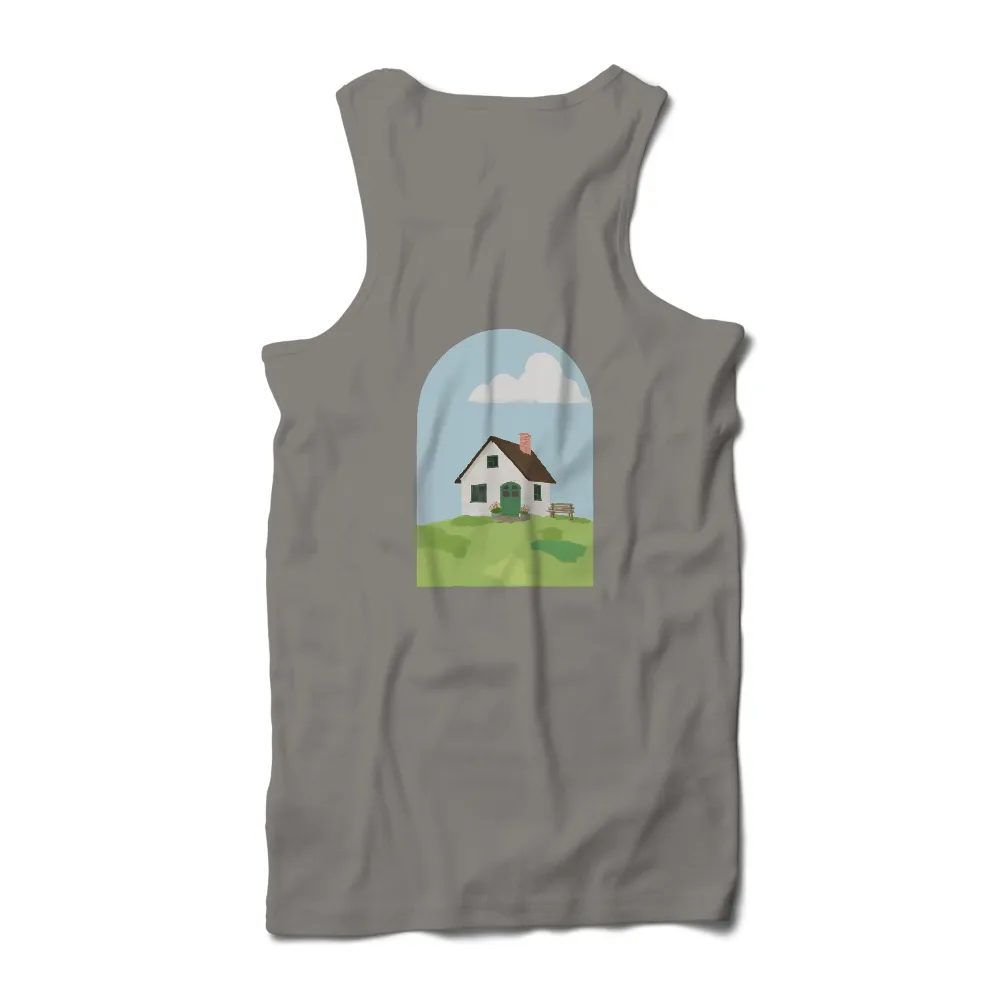 TShirt Design: Serene Cottage in Nature|t shirt painting on nature