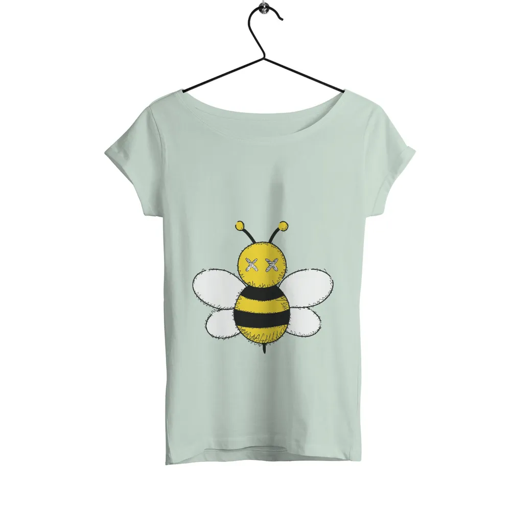 T-Shirts Custom: Whimsical Bee - Funny & Quirky Design|cartoon bear print colorblock oversized tee