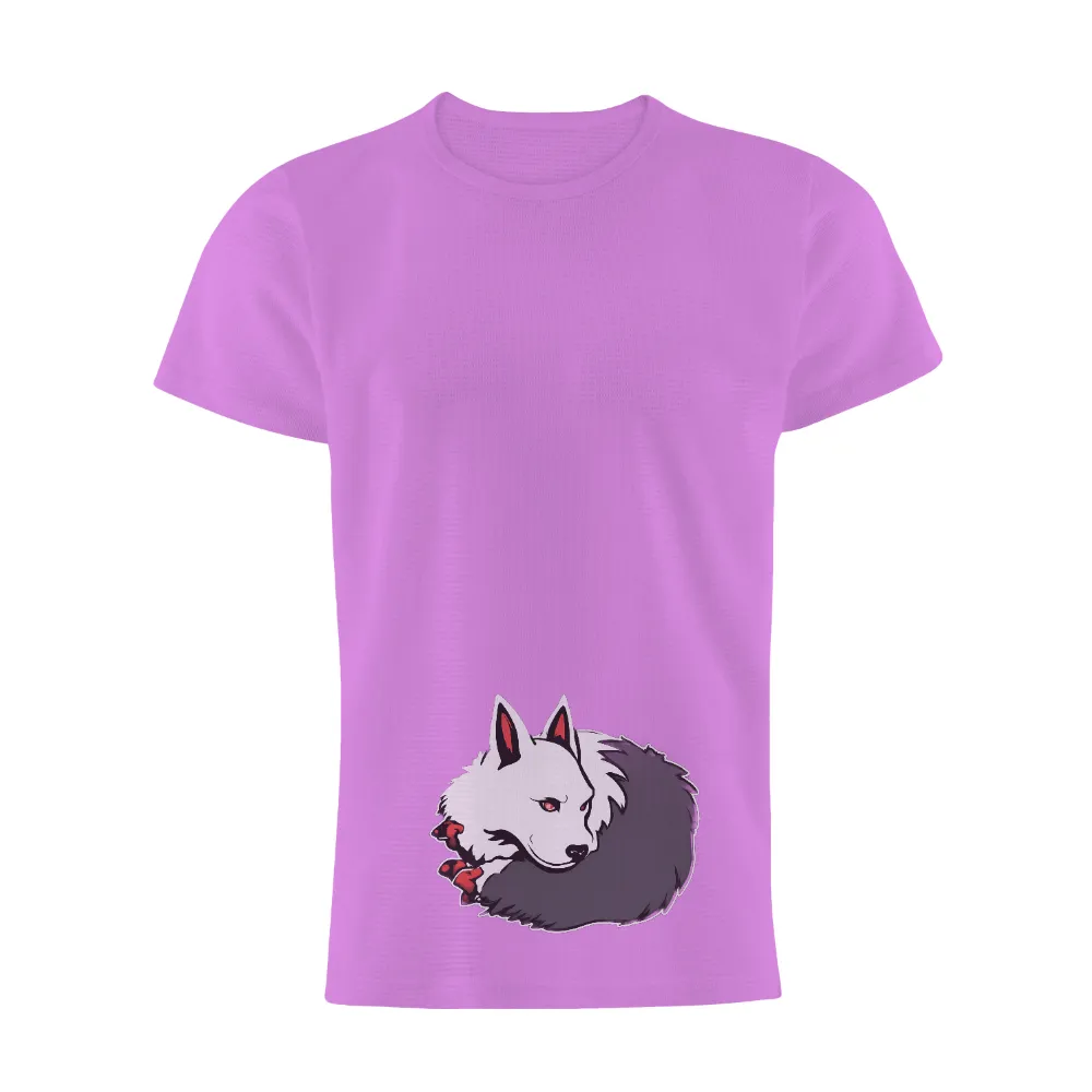 T-Shirts Pattern: Enigmatic Wolf with Red Eyes|contrasting fur