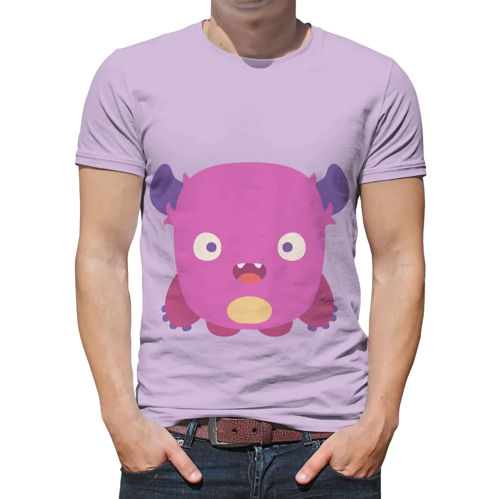 T-Shirts Custom: Adorable Pink Monster - Playful and Mischievous|oversized hot pink button up shirt