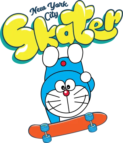 Custom Tee Shirts: Skateboarding Adventure with a Vibrant Cat