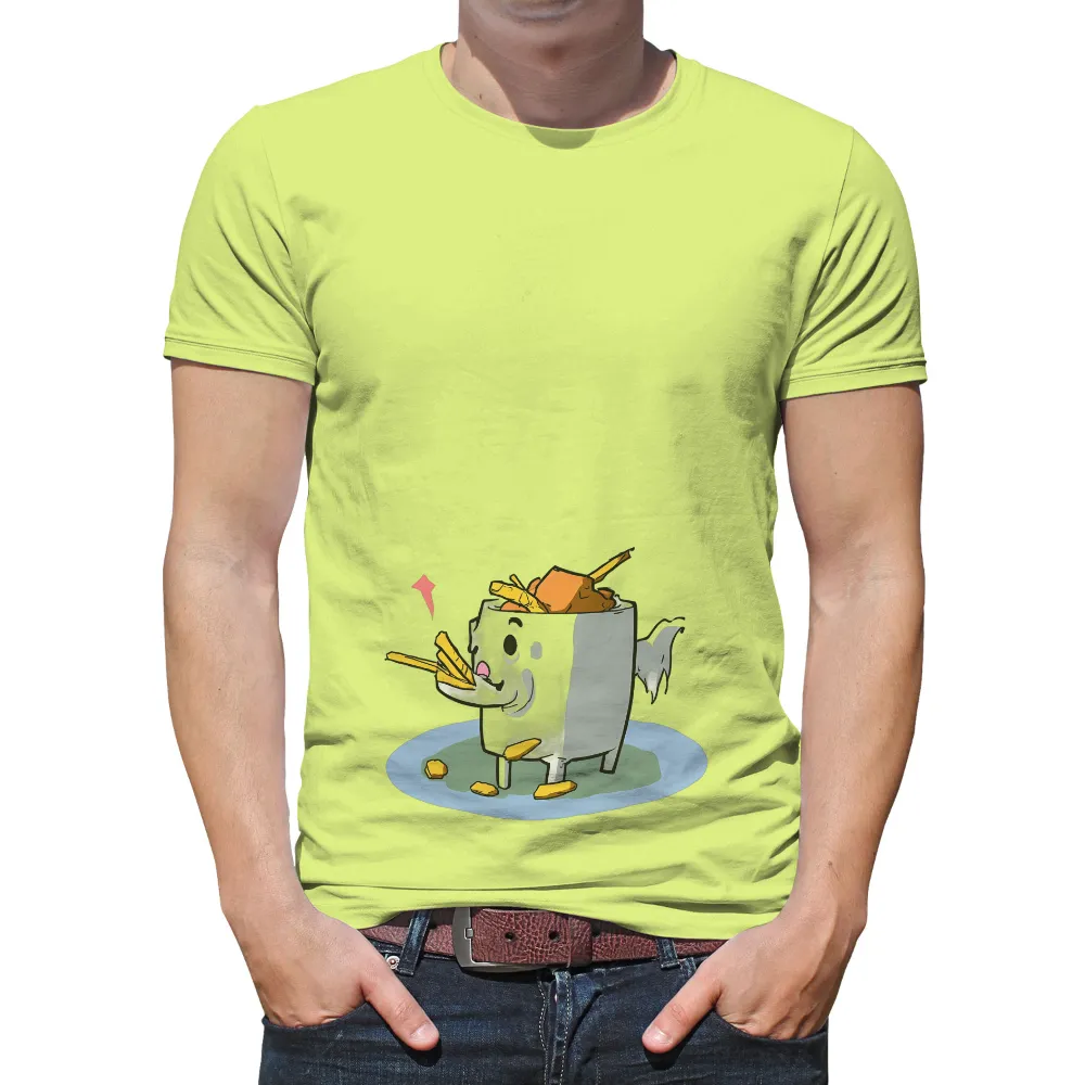 Customized Tee Shirts: Quirky Trash Can Eating Fries and Chicken Nugget|denver nuggets chicken nugget jersey