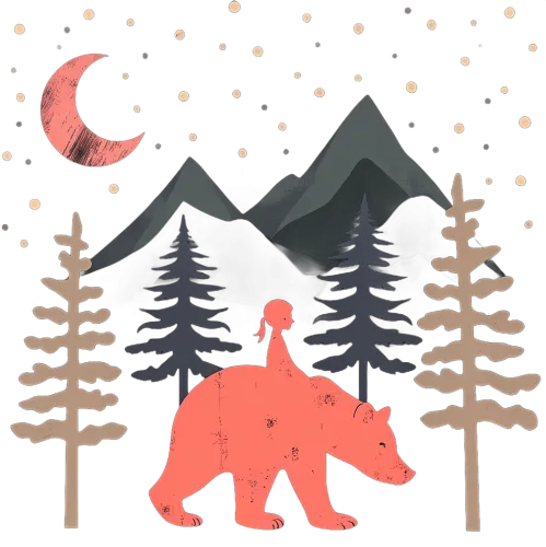 TShirt Design: Journey Through the Night with a Bear